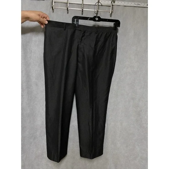 Geoffrey Beene Suit Men 44L Black Striped 2B Career Academia 40.5X29 Pants Luxe‎